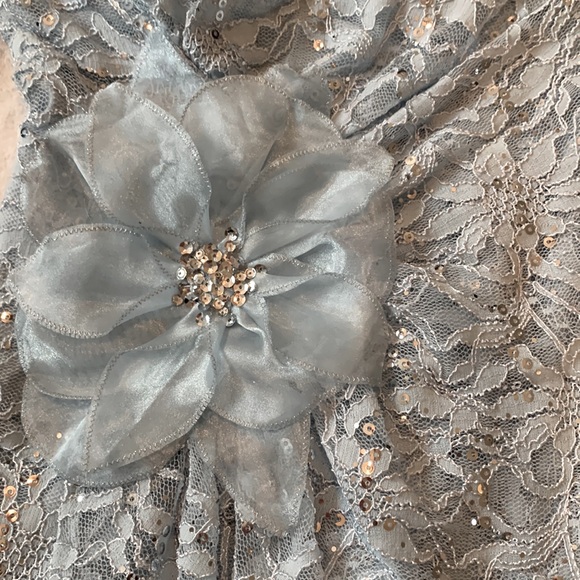 NWT- Pale Blue Sparkly and Lacy Mini Cocktail/Party Dress - Picture 4 of 16